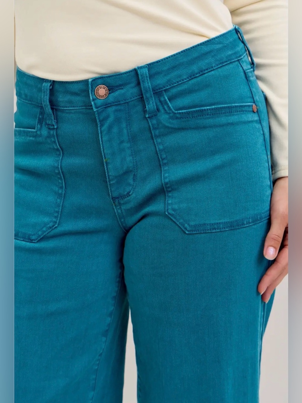 Judy Blue Teal Wide Leg Flare Jeans - Picture 2 of 6